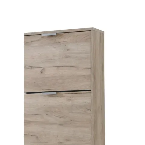 Meuble à chaussures 4 abattants BASKET imitation chêne vue accessoires