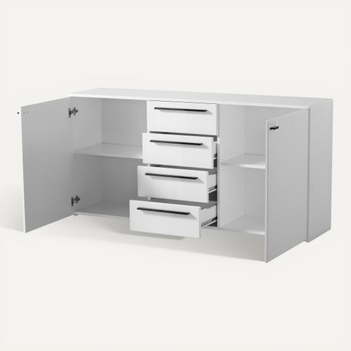 Commode 2 portes et 4 tiroirs MILOS blanc brillant