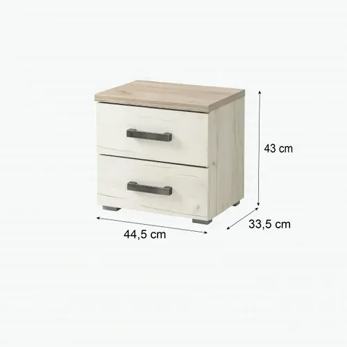Chevet 2 tiroirs KENT chêne blanchi