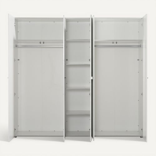 Armoire 3 portes 1 miroir MILOS blanc brillant vue de derrière
