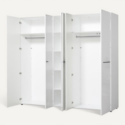 Armoire 3 portes 1 miroir MILOS blanc brillant