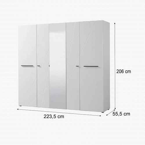 Armoire 3 portes 1 miroir MILOS blanc brillant