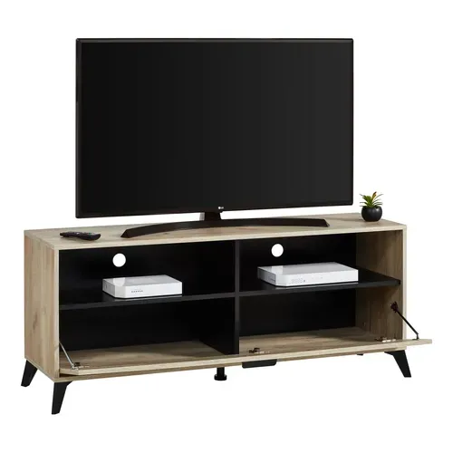 Meuble TV rectangulaire UMBRIA Imitation chêne / noir vue accessoires