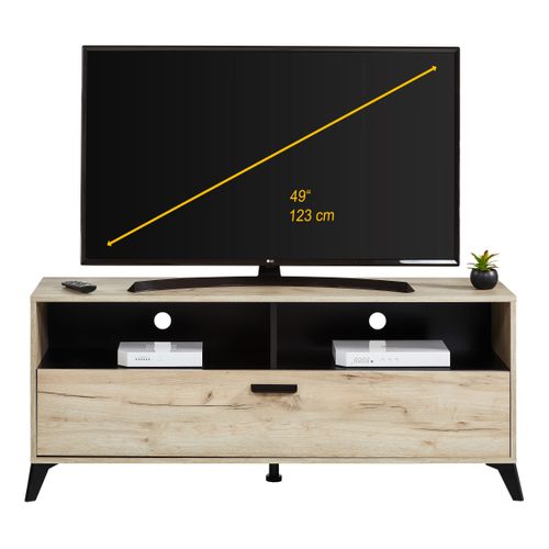 Meuble TV rectangulaire UMBRIA Imitation chêne / noir vue de face