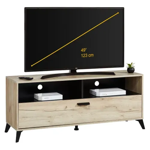 Meuble TV rectangulaire UMBRIA Imitation chêne / noir vue 3/4