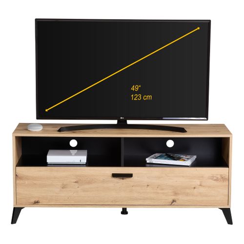 Meuble TV industriel UMBRIA II Imitation chêne / noir
