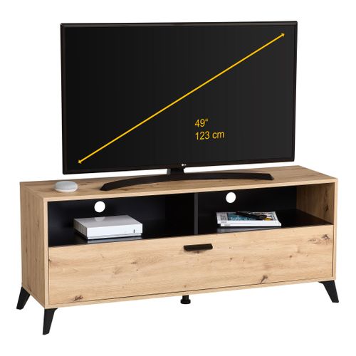 Meuble TV industriel UMBRIA II Imitation chêne / noir