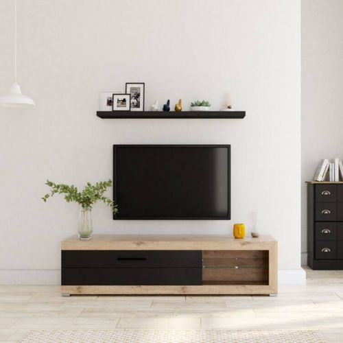 Meuble TV REMO II Imitation chêne / noir