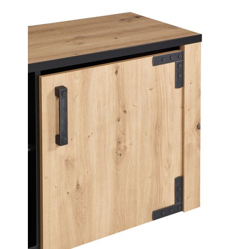 Meuble TV L.197 cm LAZIO Imitation chêne / noir