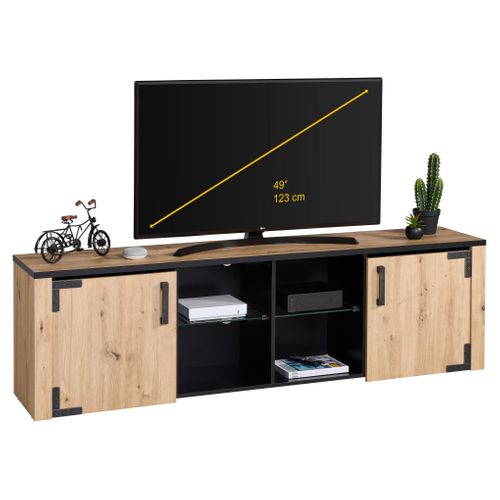 Meuble TV L.197 cm LAZIO Imitation chêne / noir
