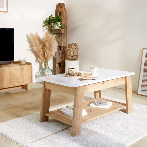 Table basse ELIAS Blanc/ imitation chêne