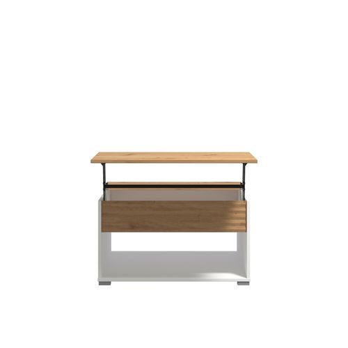 Table basse plateau relevable TARANTO Blanc/ imitation chêne