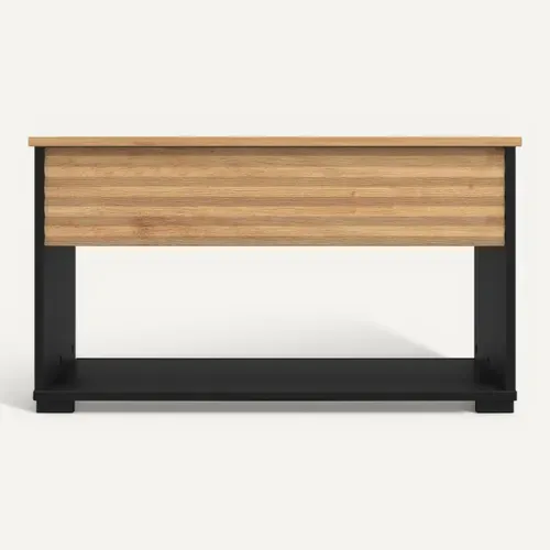 Table basse plateau relevable TARANTO Noir/ imitation chêne vue de face