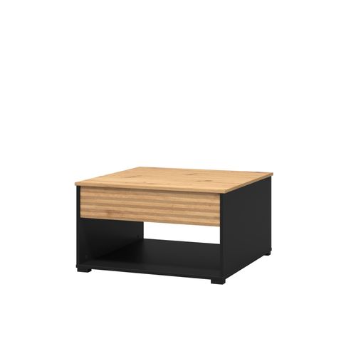 Table basse plateau relevable TARANTO Noir/ imitation chêne vue de profil