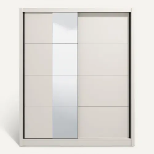 Armoire 2 portes coulissantes avec miroir ALBI grège vue de face