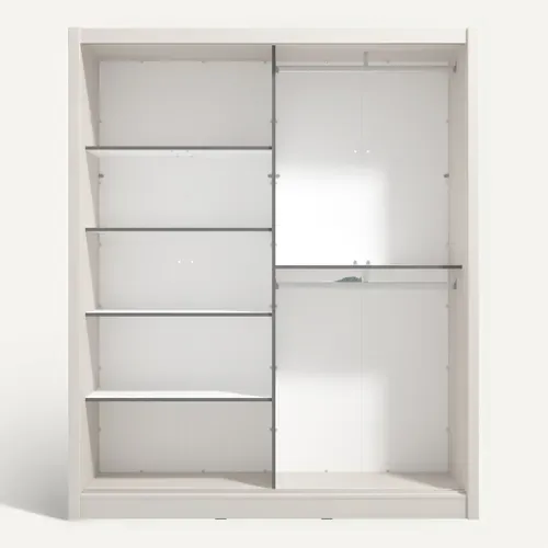 Armoire 2 portes coulissantes avec miroir ALBI grège vue de derrière