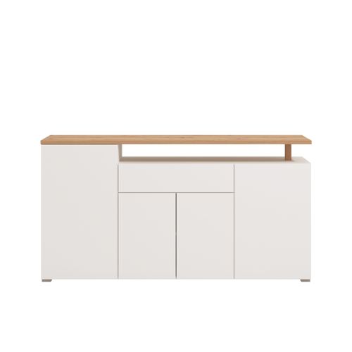 Buffet 4 portes ADRIANA imitation chêne et blanc