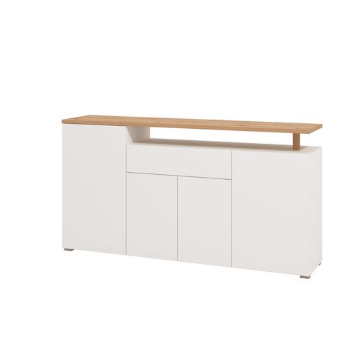 Buffet 4 portes ADRIANA imitation chêne et blanc