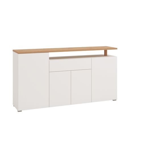 Buffet 4 portes ADRIANA imitation chêne et blanc