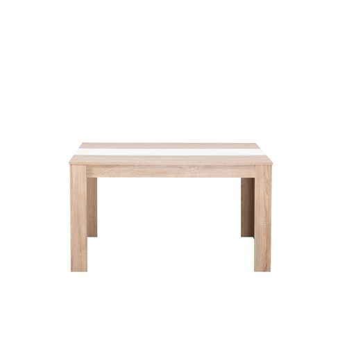 Table à manger L.132,5 cm DOMUS Imitation chêne et blanc vue de face