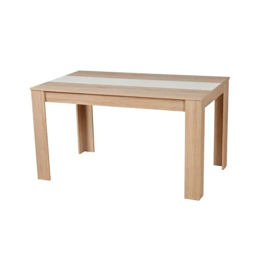 Table à manger L.132,5 cm DOMUS Imitation chêne et blanc vue de profil