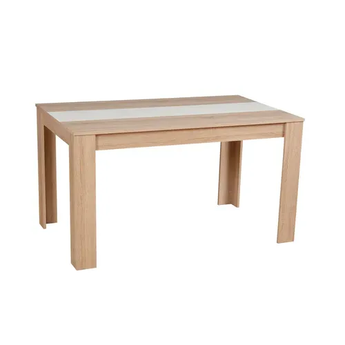Table à manger L.132,5 cm DOMUS Imitation chêne et blanc vue 3/4
