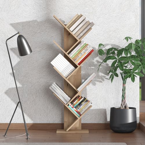 Bibliothèque MONOPOLI imitation chêne vue d'ambiance 1
