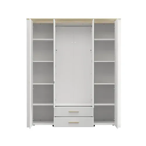 Armoire 4 portes et 2 tiroirs ABERDEEN blanc laqué vue de profil