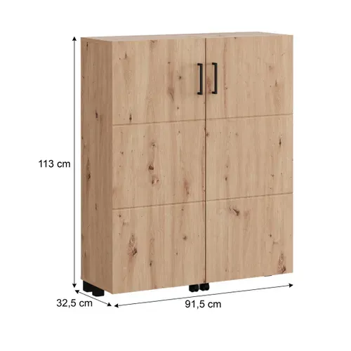 Meuble à chaussures 2 portes L. 91 cm ISLAY imitation chêne