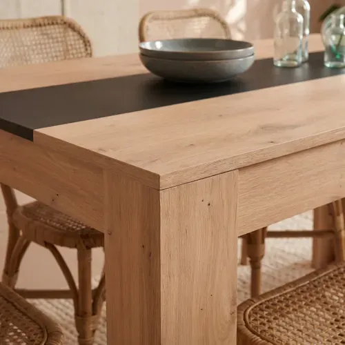 Table à manger L.132,5 cm DOMUS Imitation chêne et noir