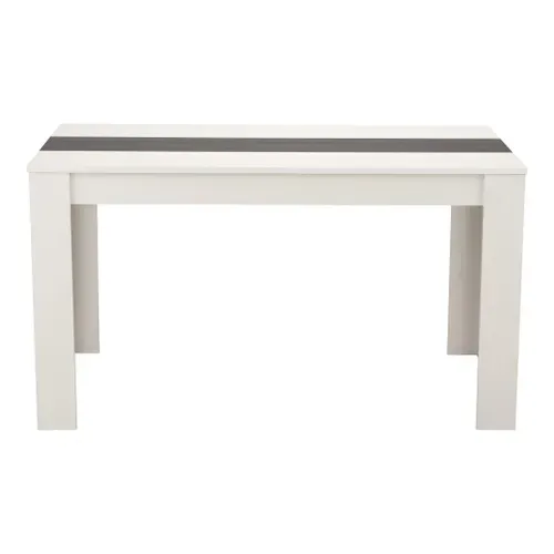 Table à manger L.132,5 cm DOMUS Blanc et imitation bois noir vue de face