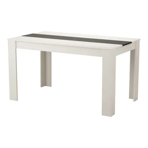 Table à manger L.132,5 cm DOMUS Blanc et imitation bois noir vue de profil