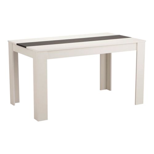 Table à manger L.132,5 cm DOMUS Blanc et imitation bois noir vue 3/4