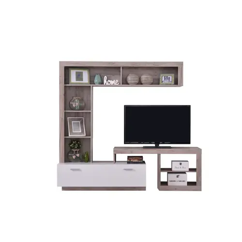 Meuble TV GLEN blanc et imitation bois