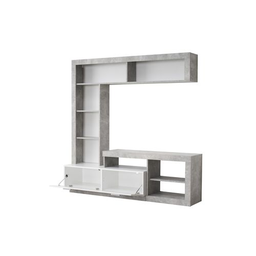 Meuble TV GLEN Blanc et Imitation béton