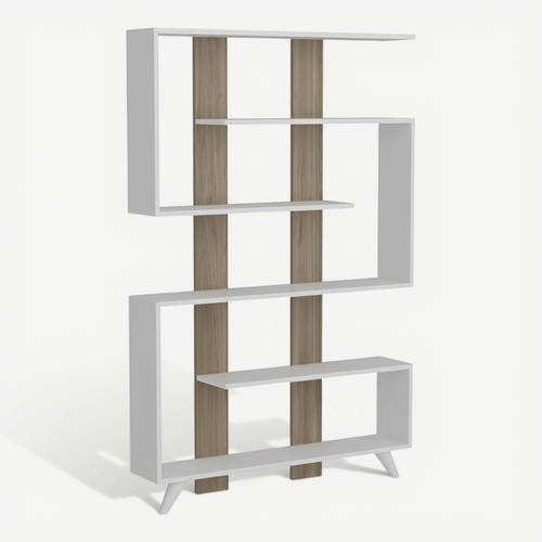 Etagère Bibliothèque Design Scandinave Rain - L. 120 X H. 162 Cm - Blanc
