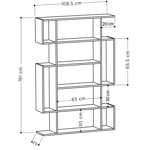 Étagère Bibliothèque Kenzia L108cm Moka Et Anthracite