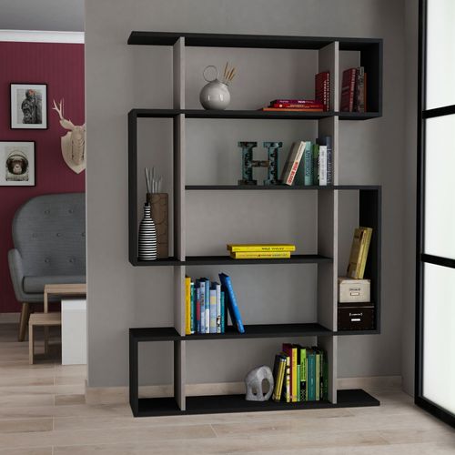 Étagère Bibliothèque Kenzia L108cm Moka Et Anthracite