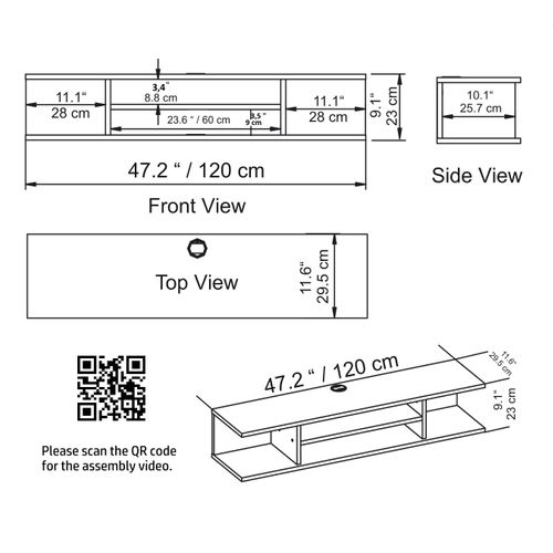 Meuble TV Mural De 120 Cm Pivot (blanc)