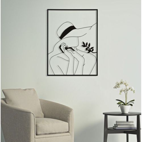Décoration En Métal Visage 5, Métal, Noir, 60x1x80 Cm