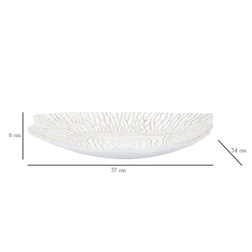 Plateau Magdalena, Polyrésine, Blanc, 37x34x6 Cm