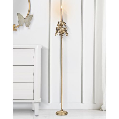 Bougeoir Mf335, Métal, Or, 17x17x118 Cm