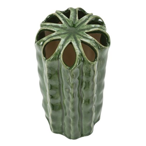 Vase Décoratif Edoardo, Céramique, Vert, 11,5x11,5x23,5 Cm