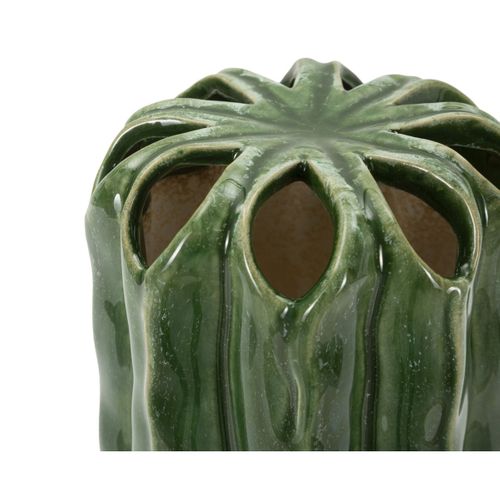Vase Décoratif Edoardo, Céramique, Vert, 11,5x11,5x23,5 Cm