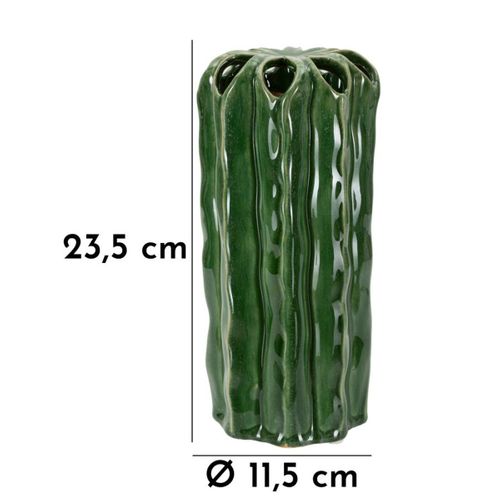 Vase Décoratif Edoardo, Céramique, Vert, 11,5x11,5x23,5 Cm