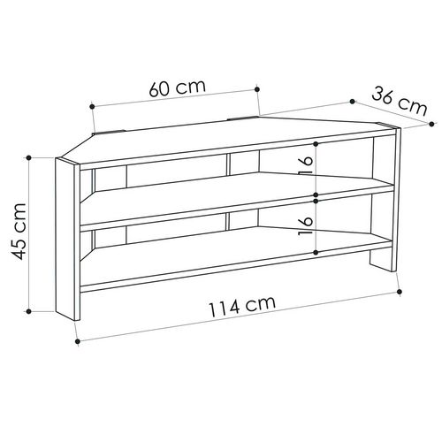 Meuble TV D'angle Design Scandinave Thales - L. 114 X H. 45 Cm - Marron