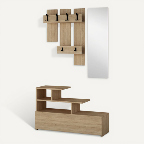 Vestiaire Avec Banc Et Miroir - L.100 X H.61 Cm - Marron