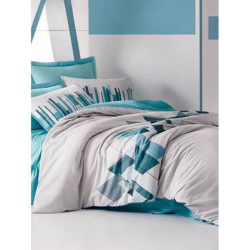 Parure De Couette 220 X 240 Cm Ranforce 100% Coton - 2 Taies 60x60 Cm Vert Pétrole