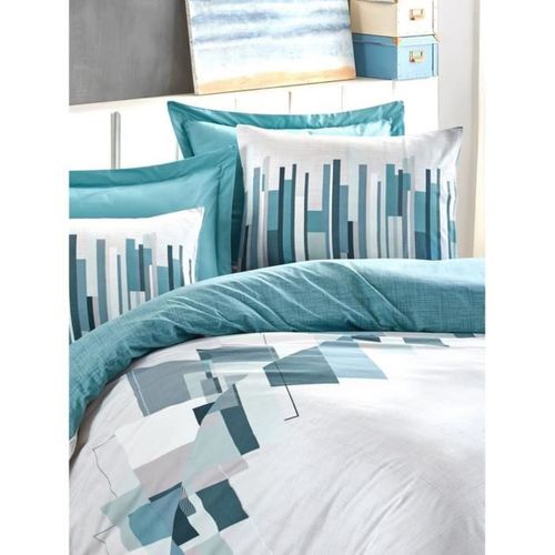Parure De Couette 220 X 240 Cm Ranforce 100% Coton - 2 Taies 60x60 Cm Vert Pétrole