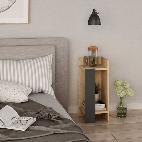 Elos Right Table De Chevet - 100 % Mélamine - Chêne, Anthracite